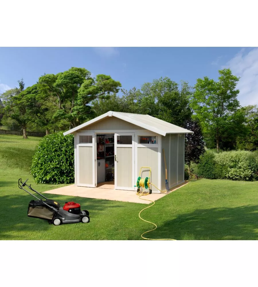 CASETTA DA GIARDINO IN PVC GROSFILLEX "UTILITY 7" GRIGIO-VERDE E BIANCO 370X298X250 CM - COD. 22807138