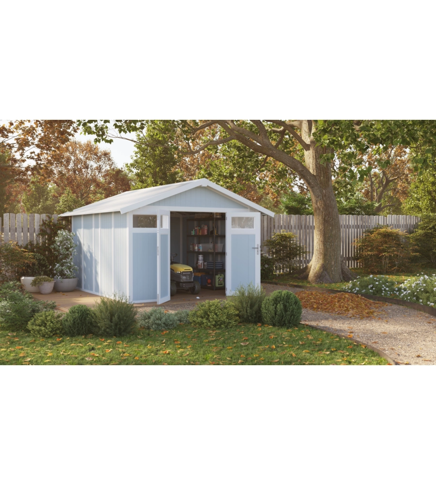 CASETTA DA GIARDINO IN PVC GROSFILLEX "UTILITY 11" GRIGIO-AZZURRO E BIANCO - COD. 22811137