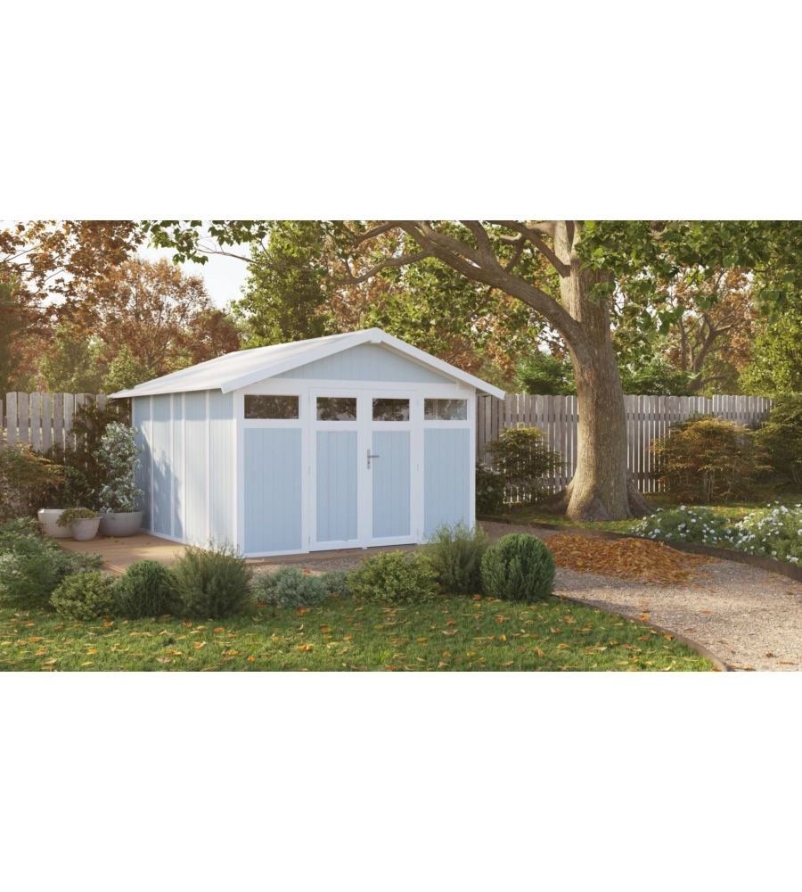 CASETTA DA GIARDINO IN PVC GROSFILLEX "UTILITY 11" GRIGIO-AZZURRO E BIANCO - COD. 22811137