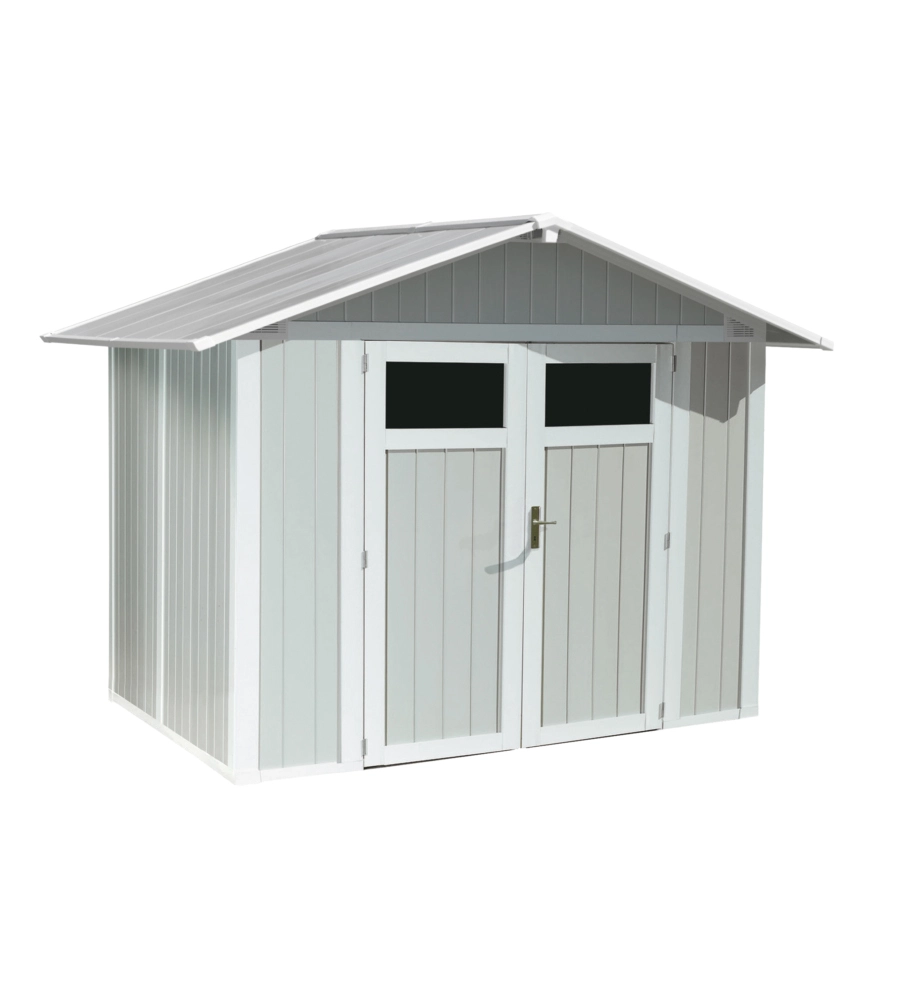 CASETTA DA GIARDINO IN PVC GROSFILLEX "UTILITY 4" GRIGIO-VERDE E BIANCO 295X188X236 CM - COD. AB804138