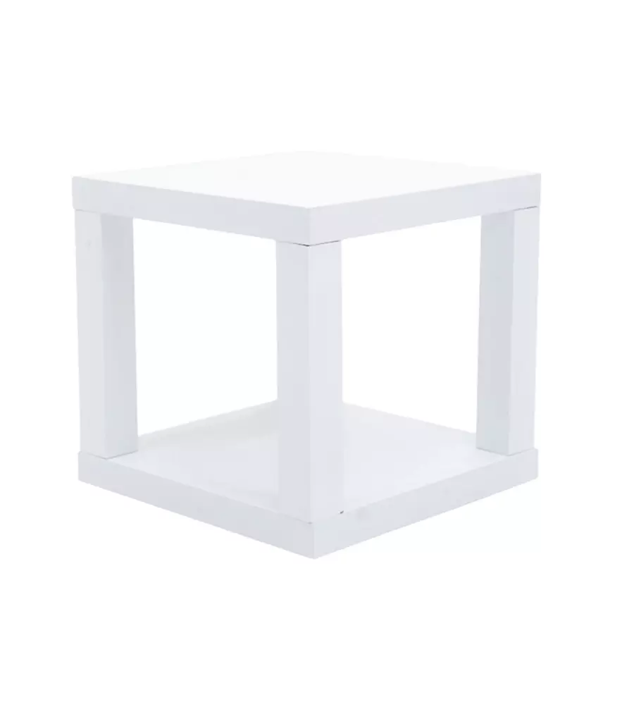CUBO MULTIFUNZIONE TAVOLINO E COMODINO IN MDF E PVC BIANCO 40X40X38 CM
