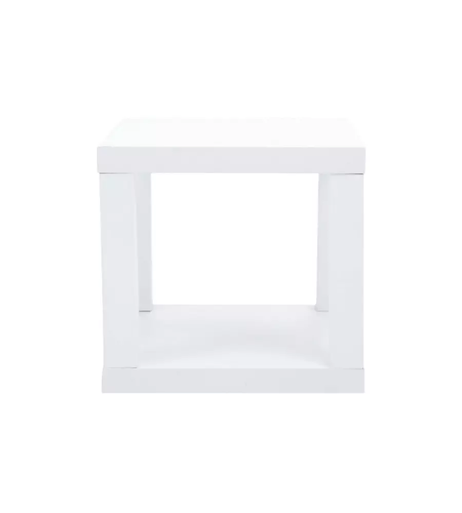 CUBO MULTIFUNZIONE TAVOLINO E COMODINO IN MDF E PVC BIANCO 40X40X38 CM