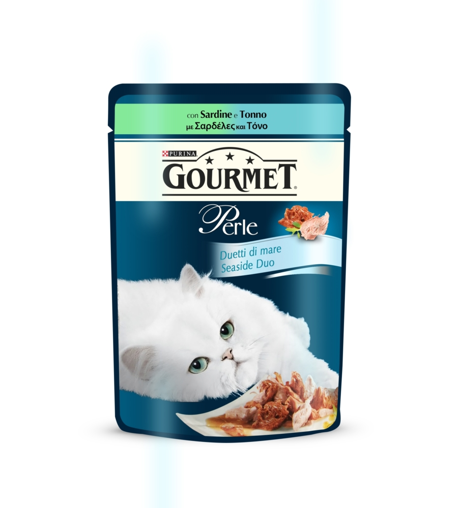 GOURMET PERLE - ALIMENTO UMIDO PER GATTO, CON TONNO E SARDINE.