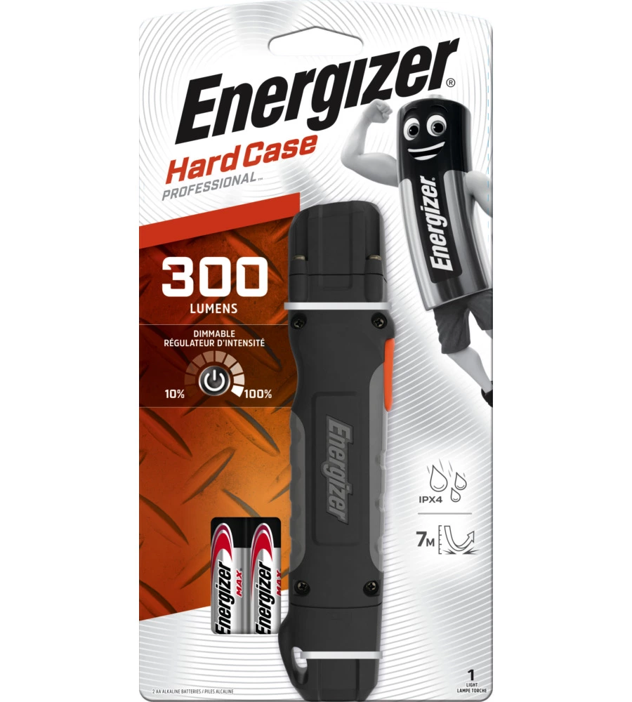 TORCIA A BATTERIA ENERGIZER "HARD CASE PROFESSIONAL" 300 LUMEN E 2 BATTERIE AA