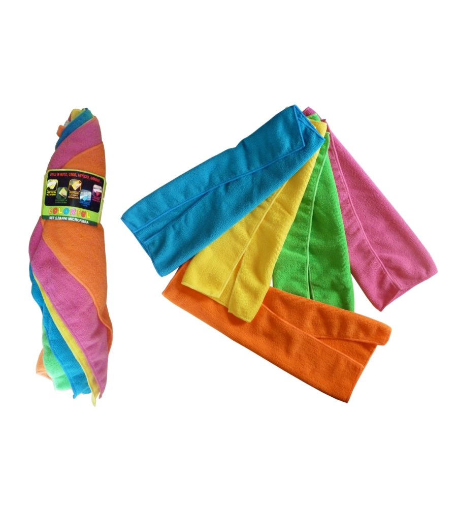 SET 5 PANNI IN MICROFIBRA "COLORFULL" COLORI ASSORTITI 40X30 CM