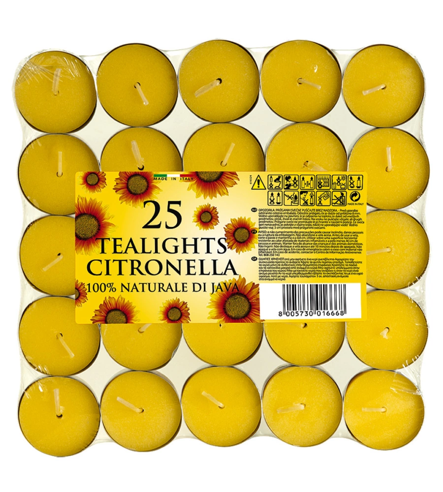 CANDELE TEALIGHTS "PANTELLERIA" ALLA CITRONELLA 25 PEZZI