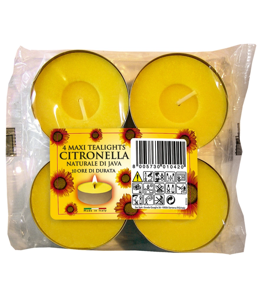 CANDELA ALLA CITRONELLA "CORFU MAXI TEALIGHTS" 4 CANDELE