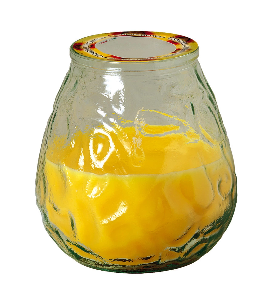 BICCHIERE IN VETRO "FORMENTERA" CON CANDELA ALLA CITRONELLA, DIAMETRO 10 CM