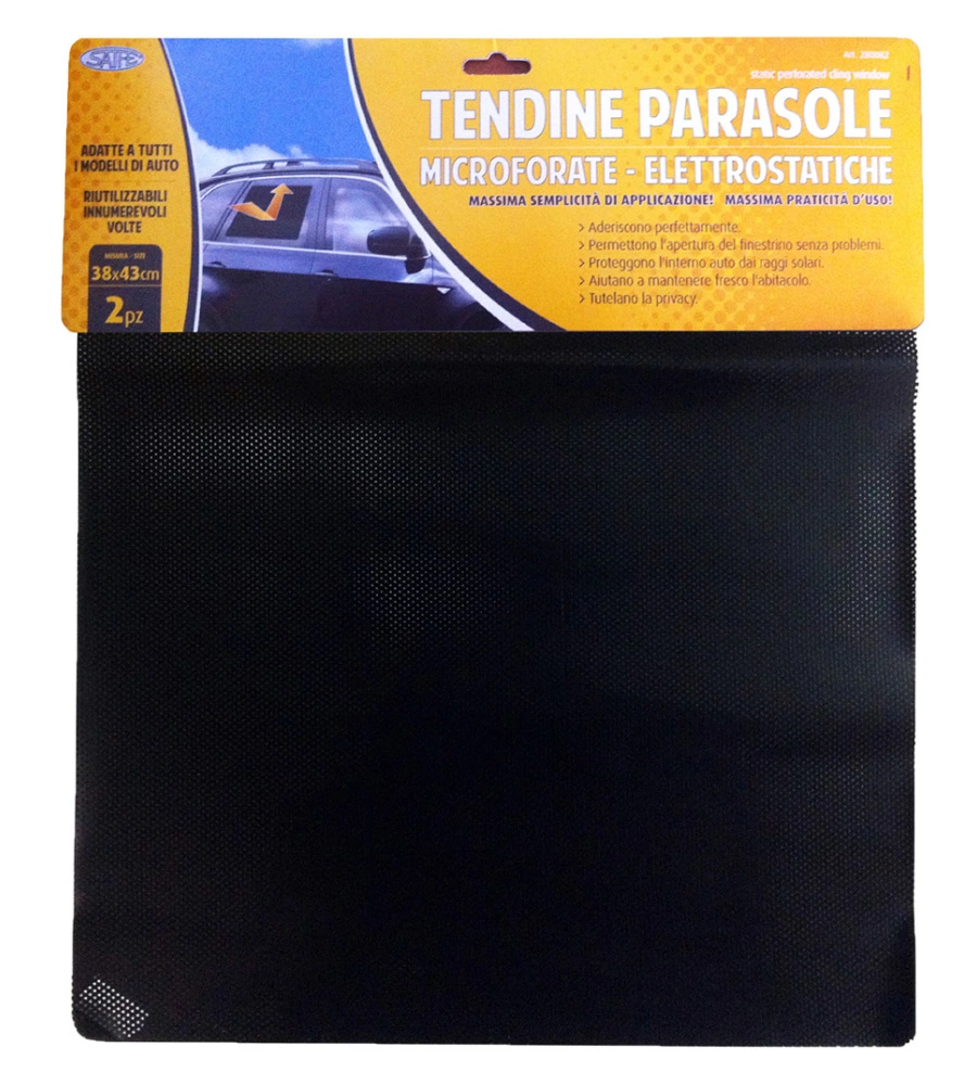 TENDINE ELETTROSTATICHE MICROFORATE PER AUTO NERO 38X43 CM