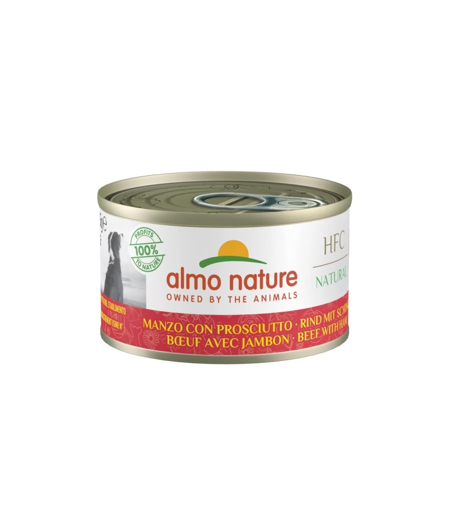 LATTINA DA 95 GR. CON MANZO E PROSCIUTTO, ALIMENTO UMIDO PER CANI.