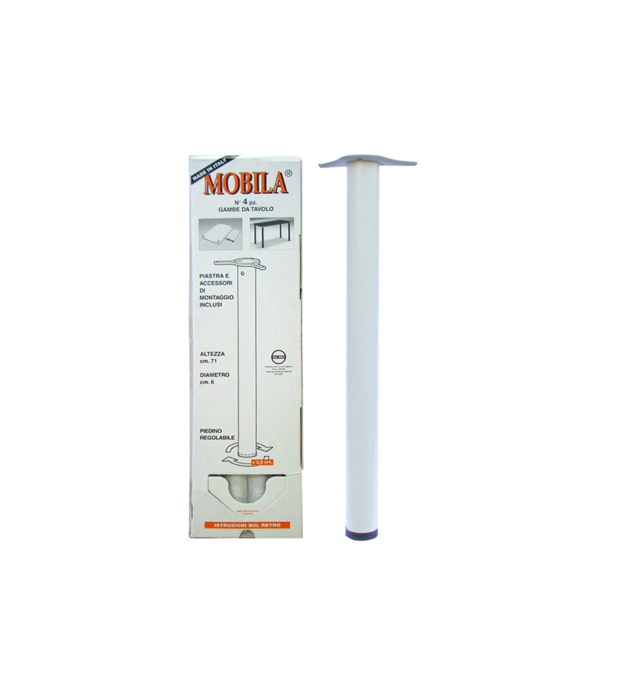 KIT GAMBE TAVOLO 4 PZ. Ø 60 - H.710 MM. BIANCO