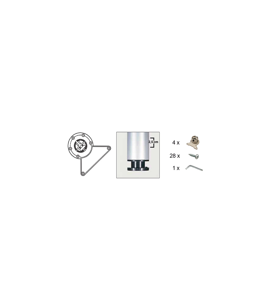 KIT GAMBE TAVOLO 4 PZ. Ø 60 - H.710 MM. BIANCO