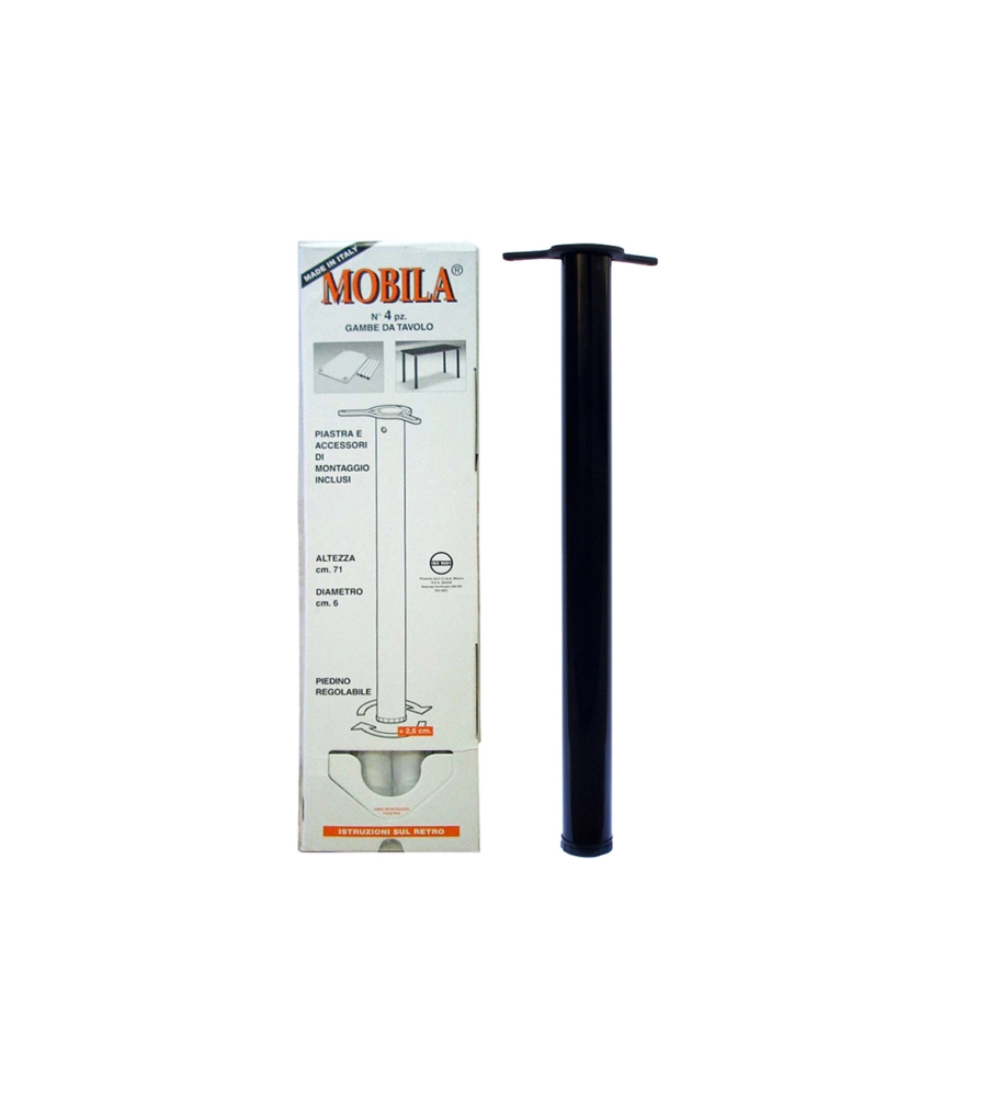 KIT GAMBE TAVOLO 4 PZ. Ø 60 - H.710 MM. NERO
