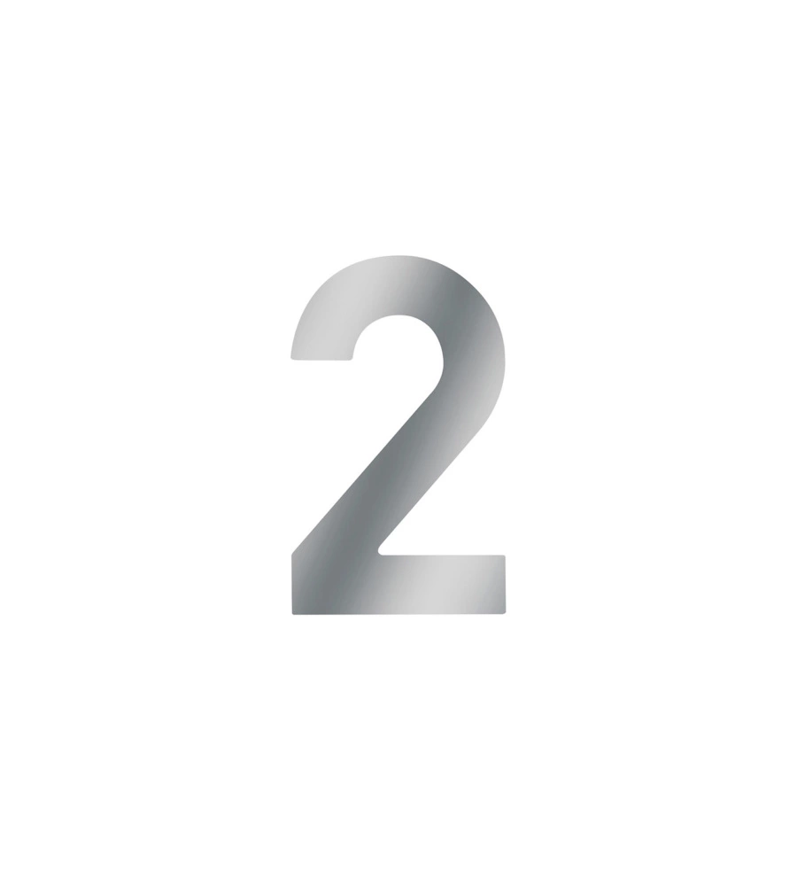 NUMERO CIVICO "2" H. 120 MM. IN ACCIAIO INOX