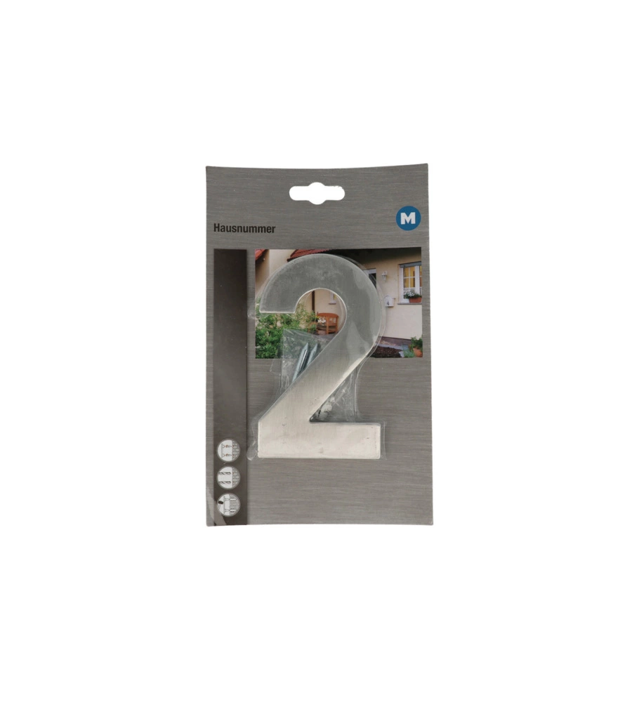 NUMERO CIVICO "2" H. 120 MM. IN ACCIAIO INOX