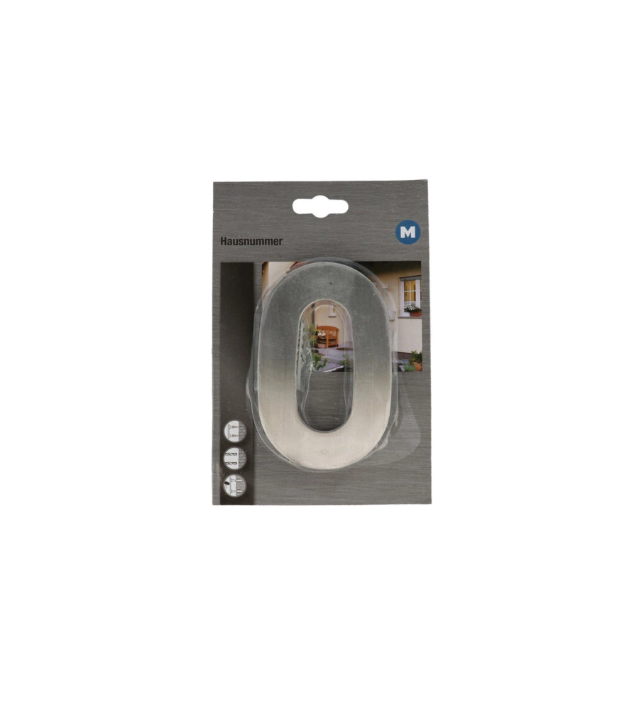 NUMERO CIVICO "0" H. 120 MM. IN ACCIAIO INOX