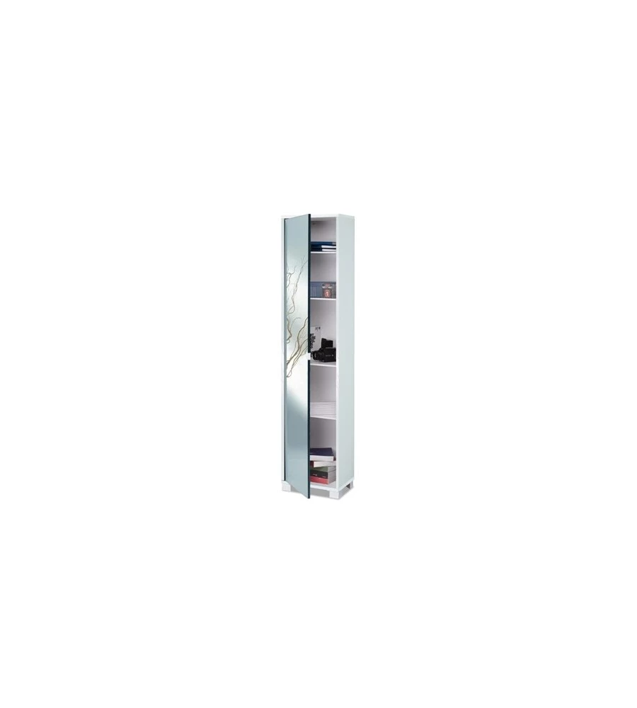 MOBILE COLONNA 1 ANTA CON SPECCHIO BIANCO, 43X29X190 CM