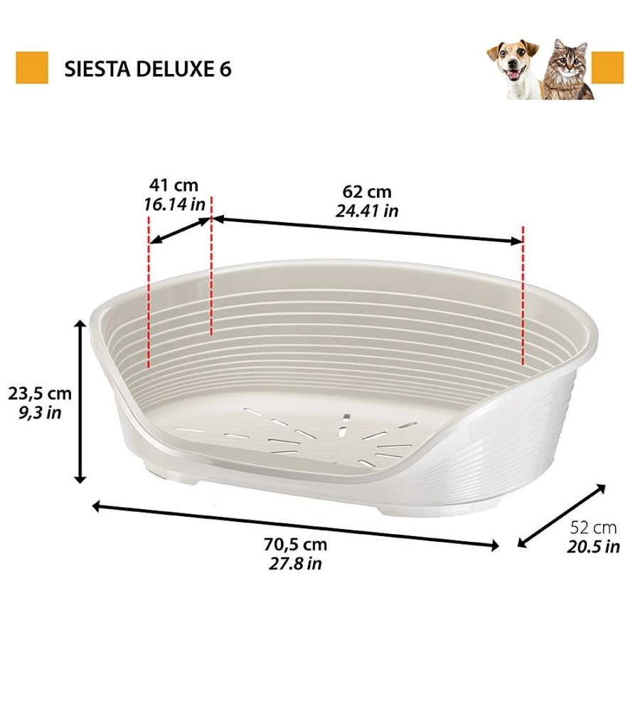 CUCCIA DA INTERNO PER CANI E GATTI FERPLAST "SIESTA DELUXE 6" GLICINE 70,5X52X23,5 CM