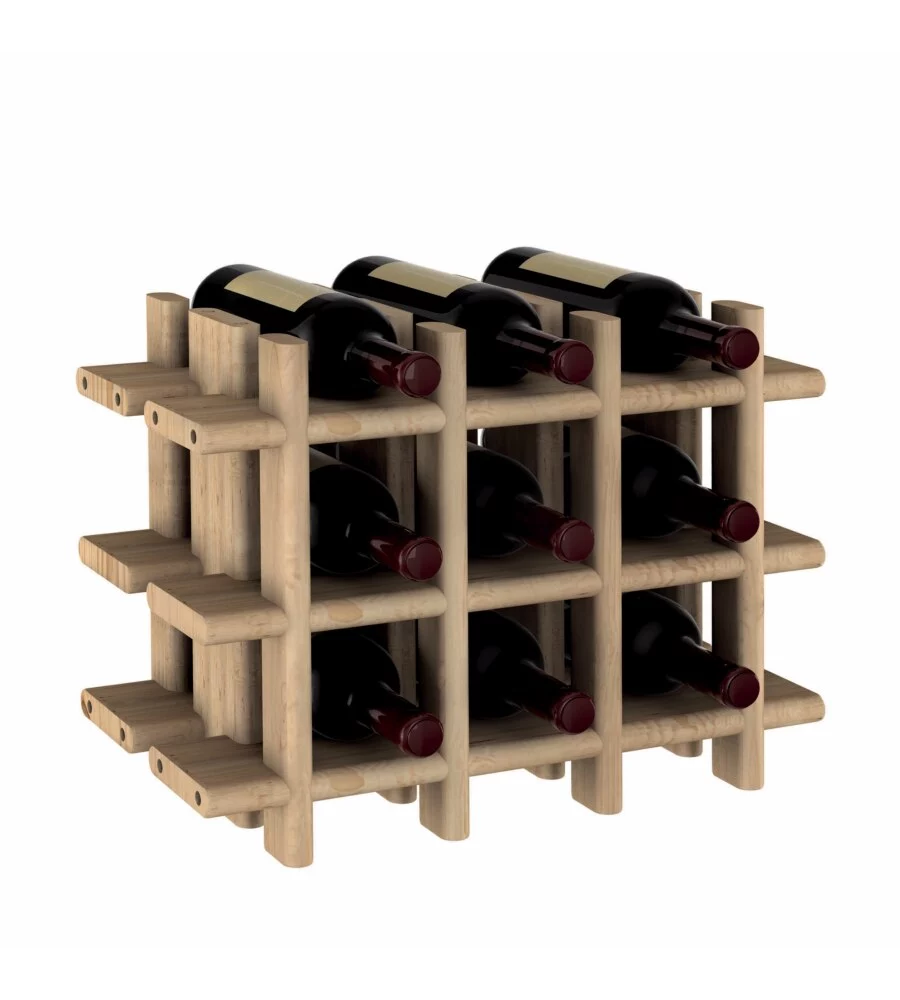 Portabottiglie 9 posti in pino 43x22x32,5 cm