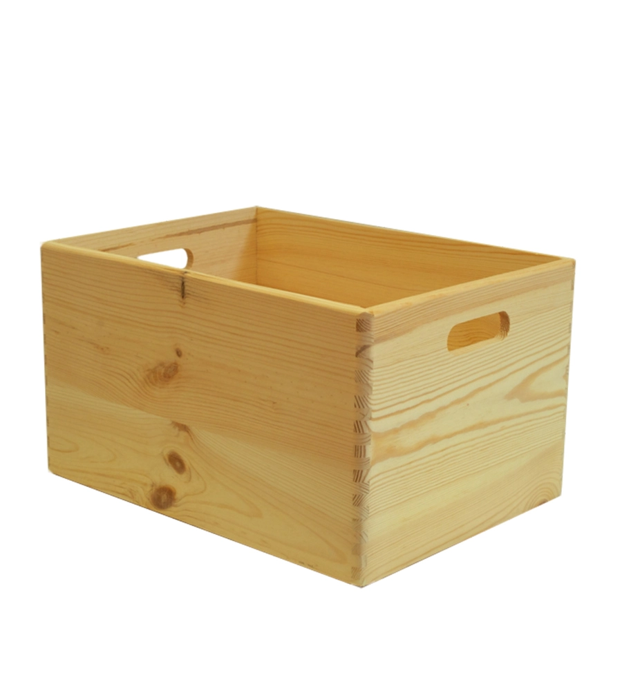 SCATOLA MULTIUSO SENZA COPERCHIO "WOOD BOX" IN LEGNO MARRONE CHIARO, 40X30X24 CM