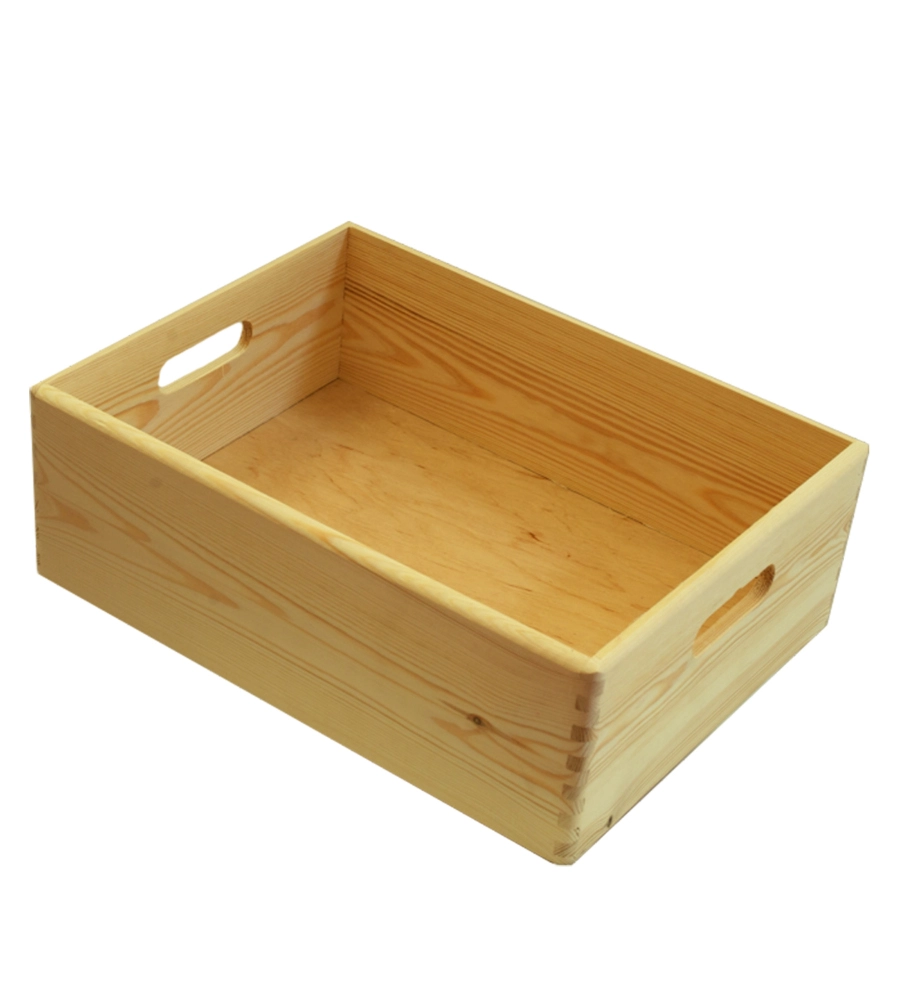SCATOLA MULTIUSO SENZA COPERCHIO "WOOD BOX" IN LEGNO MARRONE CHIARO, 40X30X14 CM