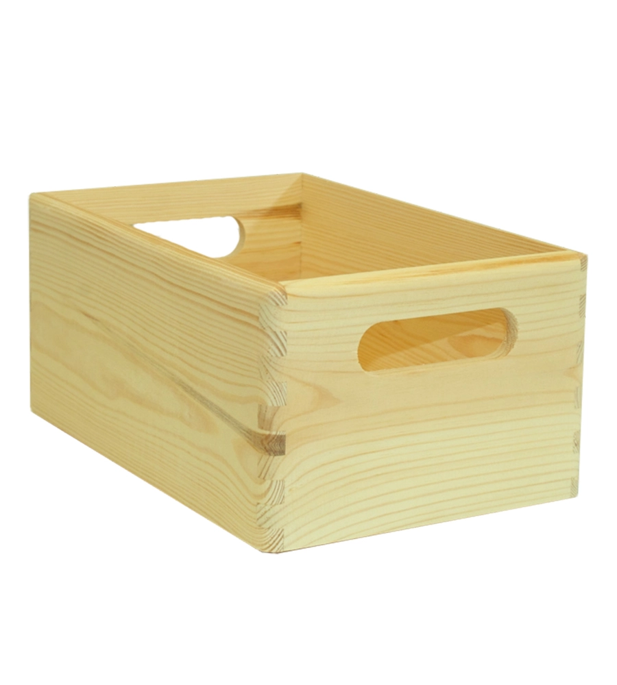 SCATOLA MULTIUSO SENZA COPERCHIO "WOOD BOX" IN LEGNO MARRONE CHIARO, 30X20X14 CM