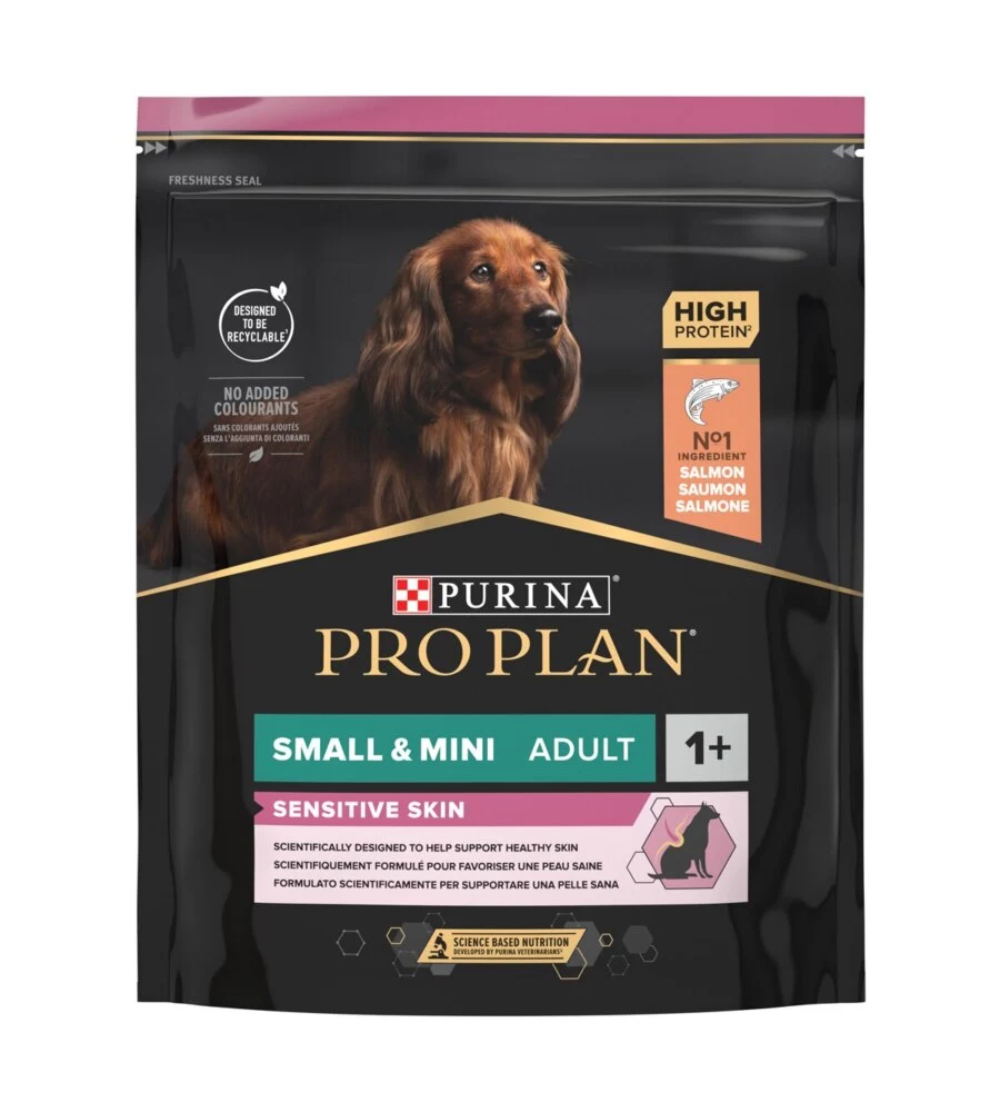 CROCCHETTE PER CANI PURINA "PRO PLAN" ADULTO DI TAGLIA PICCOLA CON SALMONE SENSITIVE SKIN 700 GR