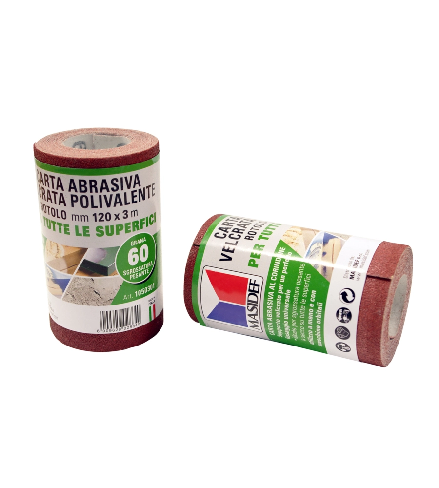 ROTOLO CARTA ABRASIVA VELCRATA POLIVALENTE GRANA 60