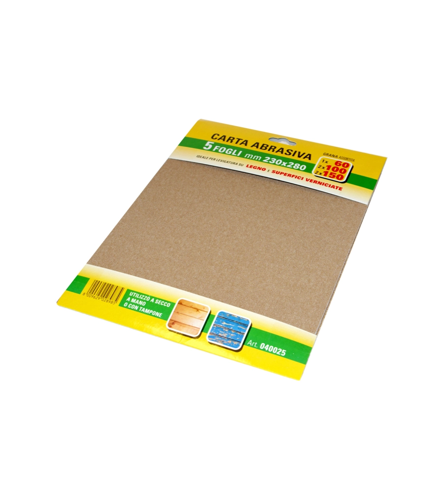 FOGLI CARTA ABRASIVA ASSORTITI 5 PZ.