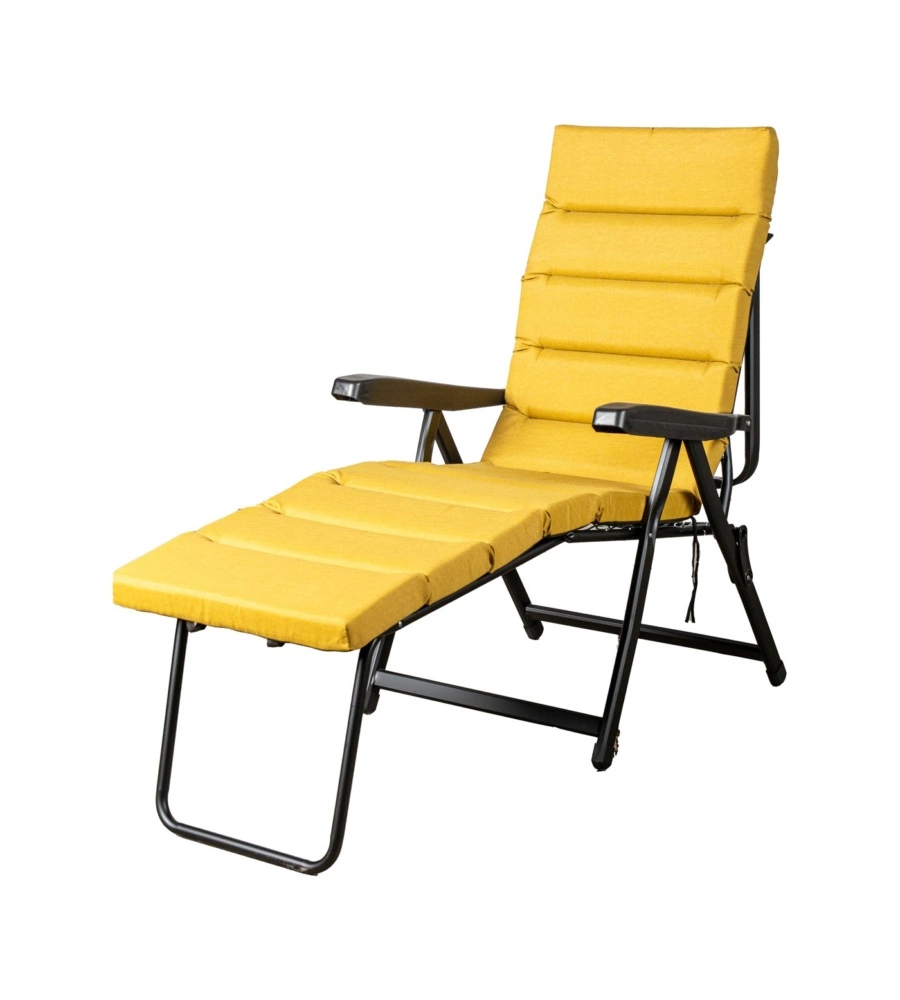 SEDIA DA ESTERNO PIEGHEVOLE RECLINABILE "BOMBER SICILIA" IN TESSUTO OCRA 122X60X61 CM