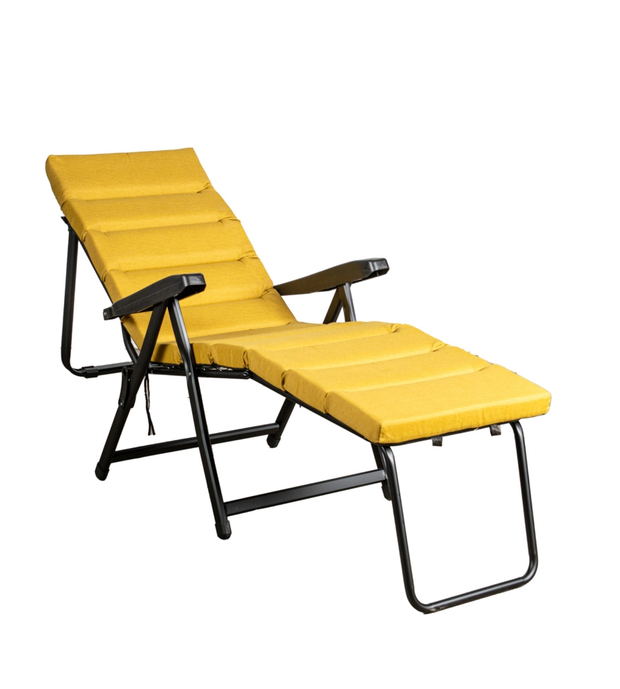 SEDIA DA ESTERNO PIEGHEVOLE RECLINABILE "BOMBER SICILIA" IN TESSUTO OCRA 122X60X61 CM