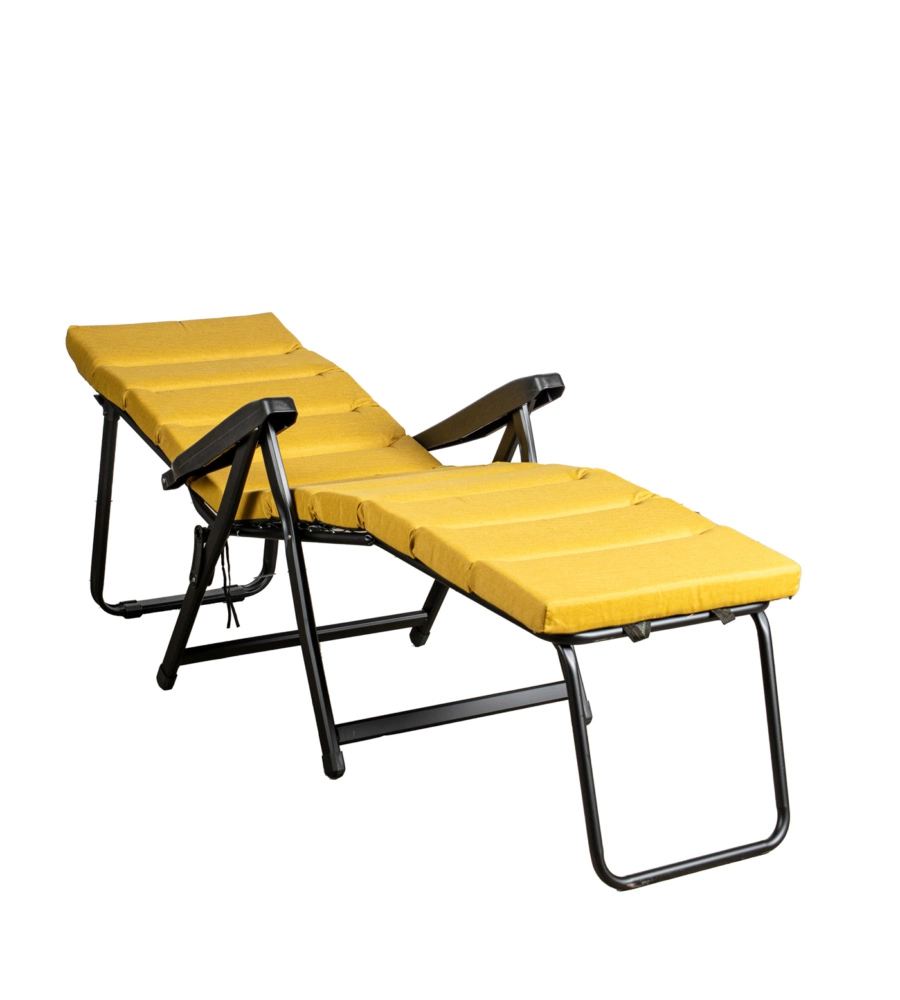 SEDIA DA ESTERNO PIEGHEVOLE RECLINABILE "BOMBER SICILIA" IN TESSUTO OCRA 122X60X61 CM