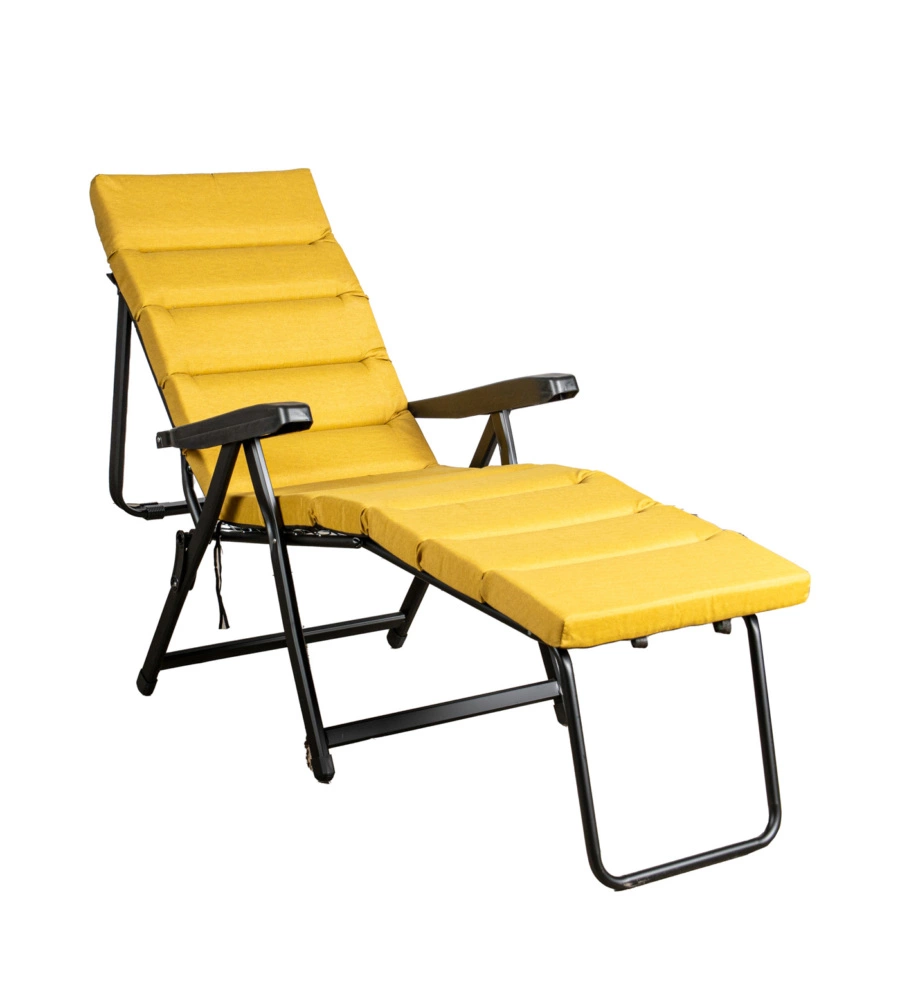 SEDIA DA ESTERNO PIEGHEVOLE RECLINABILE "BOMBER SICILIA" IN TESSUTO OCRA 122X60X61 CM