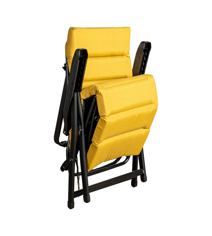 SEDIA DA ESTERNO PIEGHEVOLE RECLINABILE "BOMBER SICILIA" IN TESSUTO OCRA 122X60X61 CM
