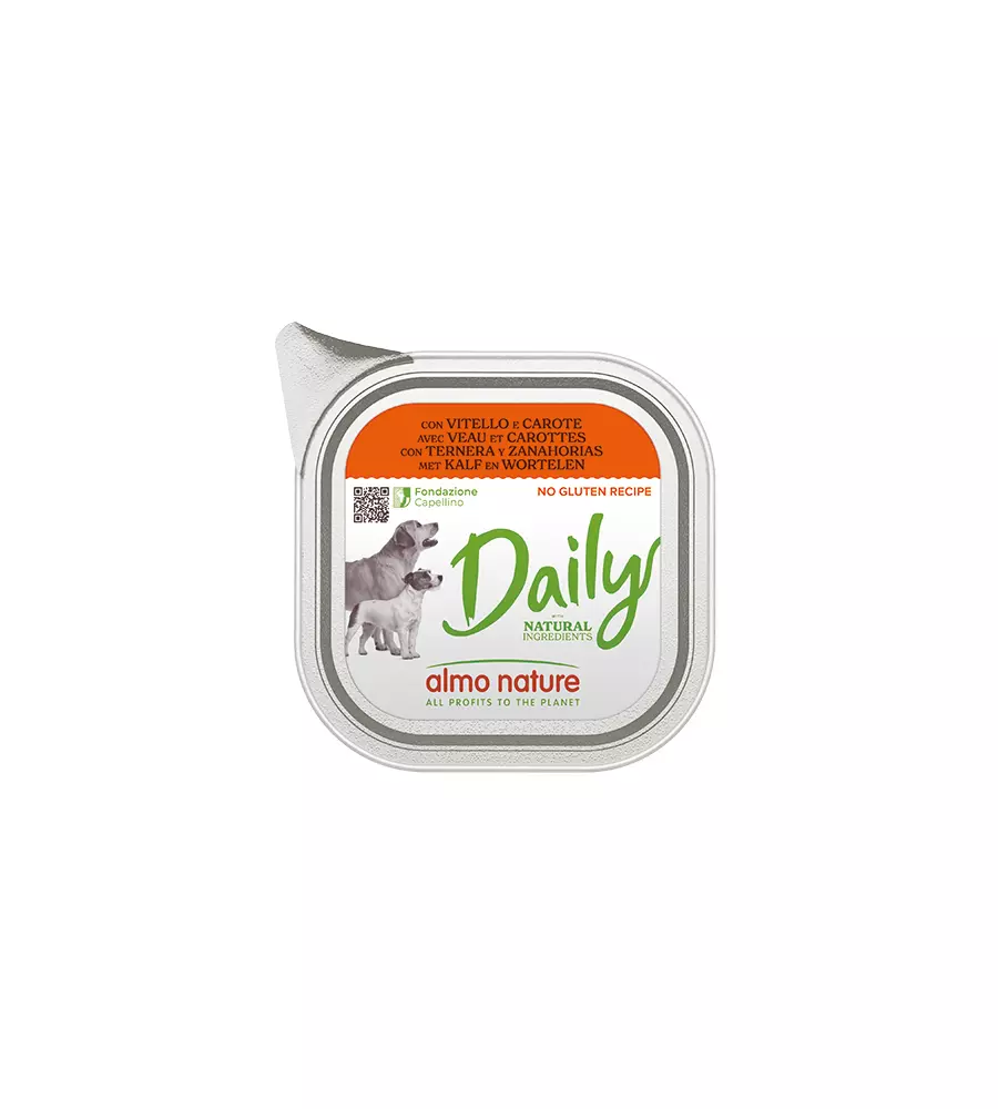 ALIMENTO UMIDO PER CANI ALMO NATURE "DAILY" CON VITELLO E CAROTE 300 GR