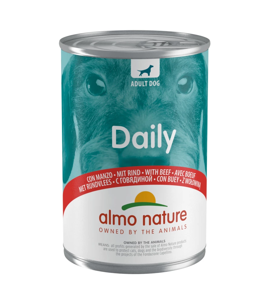 LATTINA DA 400 GR CON MANZO, ALIMENTO UMIDO PER CANI.