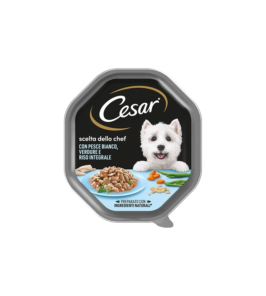 ALIMENTO UMIDO PER CANI CESAR "SCELTA DELLO CHEF" CON PESCE BIANCO, RISO E VERDURE 150 GR