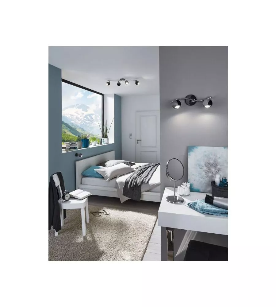 BARRA CON 4 FARETTI LED "BIMEDA" IN ACCIAIO NERO, GU10