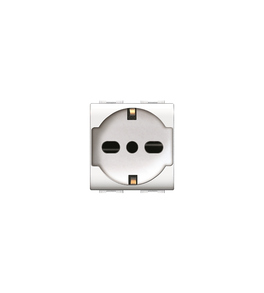 PRESA ITA/SHUCKO TRIVALENTE SERIE MYLIFE  2 POLI+TERRA 10/16A -BIANCO.