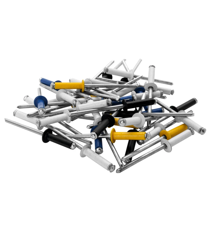 RIVETTI DIAMETRO 4X16MM. AUTOMOTIVE+PUNTA DA TRAPANO 4 COLORI BLISTER