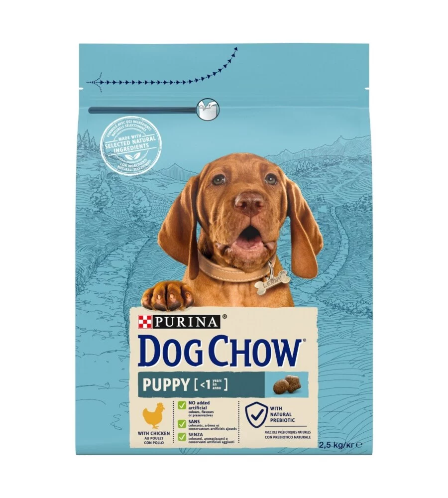 CROCCHETTE PER CANI PURINA "DOG CHOW" CUCCIOLO DI TUTTE LE TAGLIE CON POLLO 2,5 KG