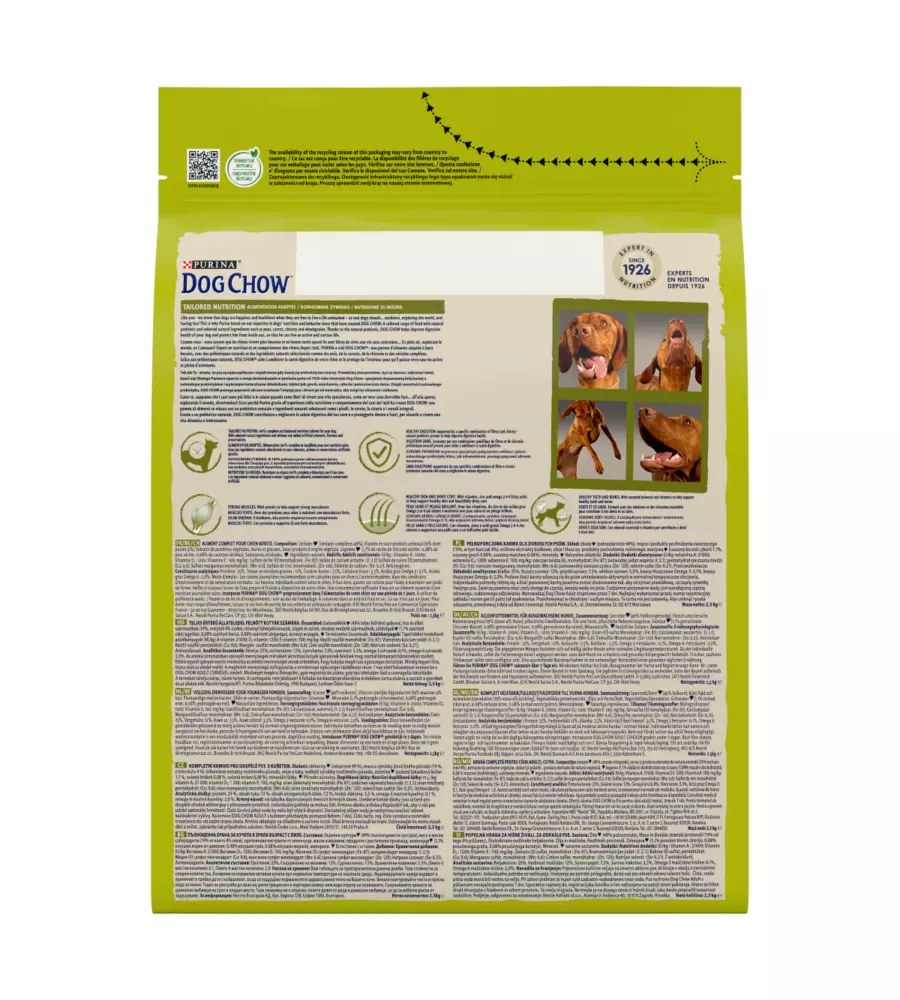 CROCCHETTE PER CANI PURINA "TONUS DOG CHOW" ADULTO DI TUTTE LE TAGLIE CON POLLO 2,5 KG