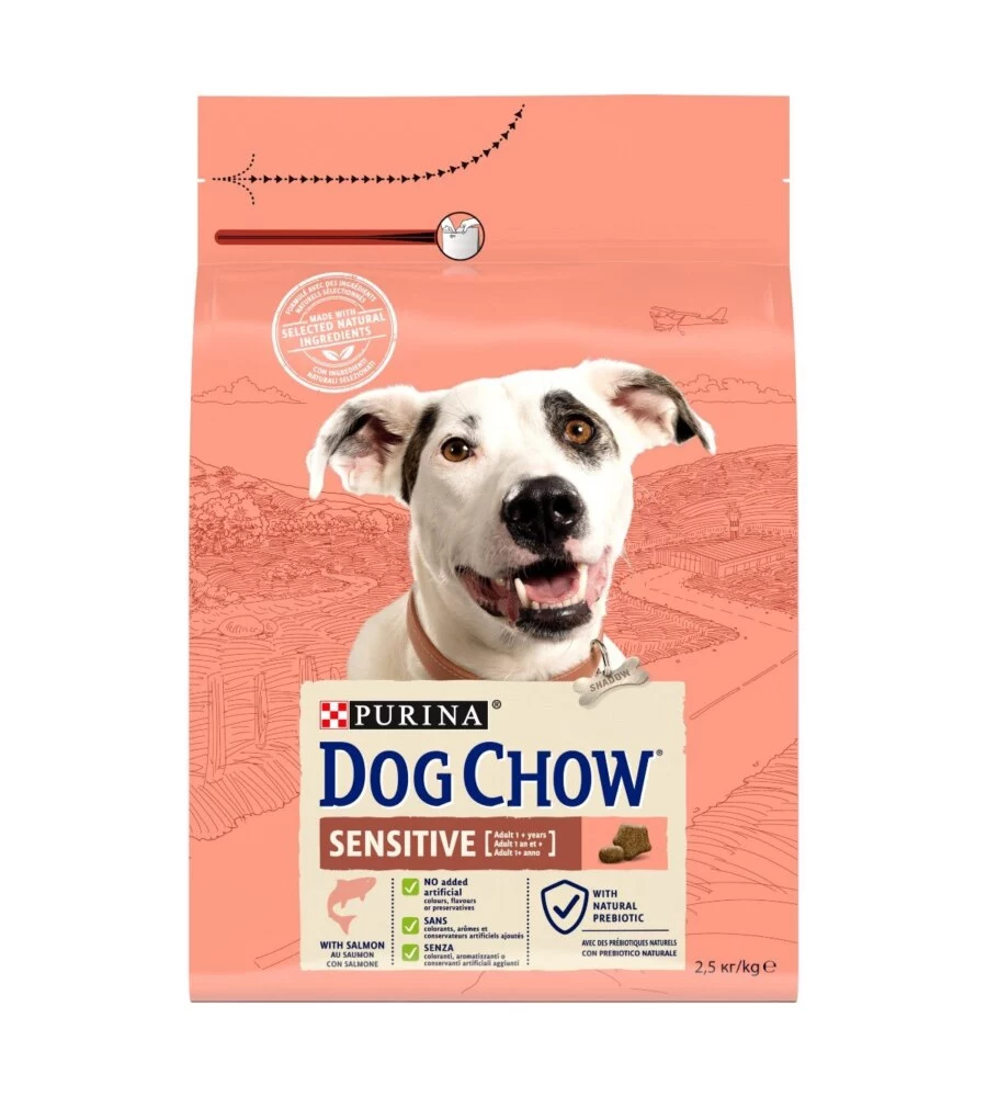 CROCCHETTE PER CANI PURINA "TONUS DOG CHOW" ADULTO DI TUTTE LE TAGLIE CON SALMONE SENSITIVE 2,5 KG
