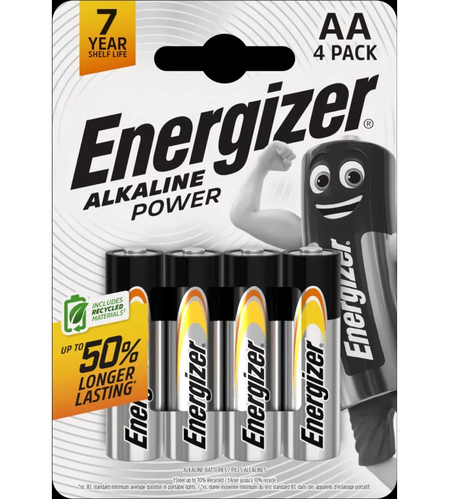BATTERIE ALCALINE ENERGIZER "ALKALINE POWER" AA 4 PEZZI