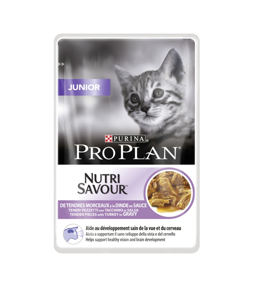 PRO PLAN  JUNIOR, ALIMENTO UMIDO PER GATTO, TENERI PEZZETTI IN SALSA CON TACCHINO.