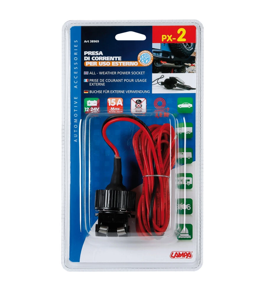 PRESA CORRENTE PER USO ESTERNO, 12/24V  38969