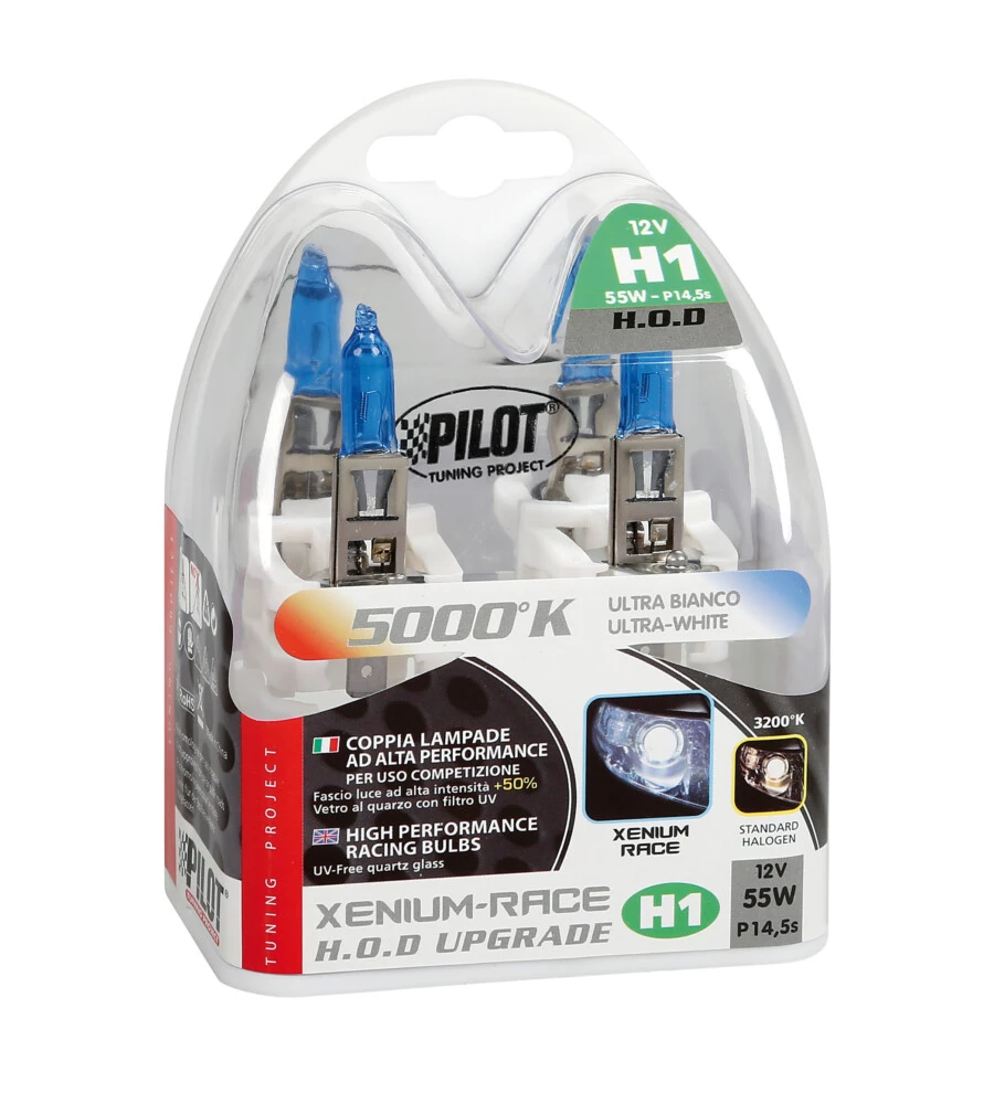 LAMPADA ALOGENA XENIUM RACE 12V - H1 - 55W - P14,5S - 2 PZ  - SCATOLA PLAST  58177