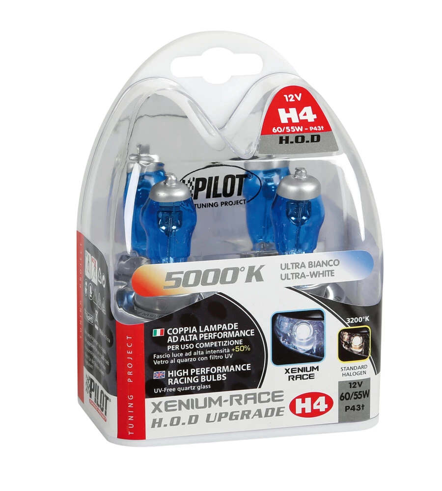 LAMPADA ALOGENA XENIUM RACE 12V - H4 - 60/55W - P43T - 2 PZ  - SCATOLA PLAST  58178