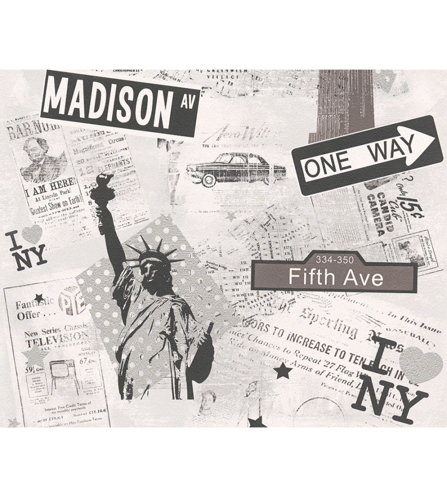 CARTA DA PARATI PARATO CARTA MADISON NY BIA/NERO