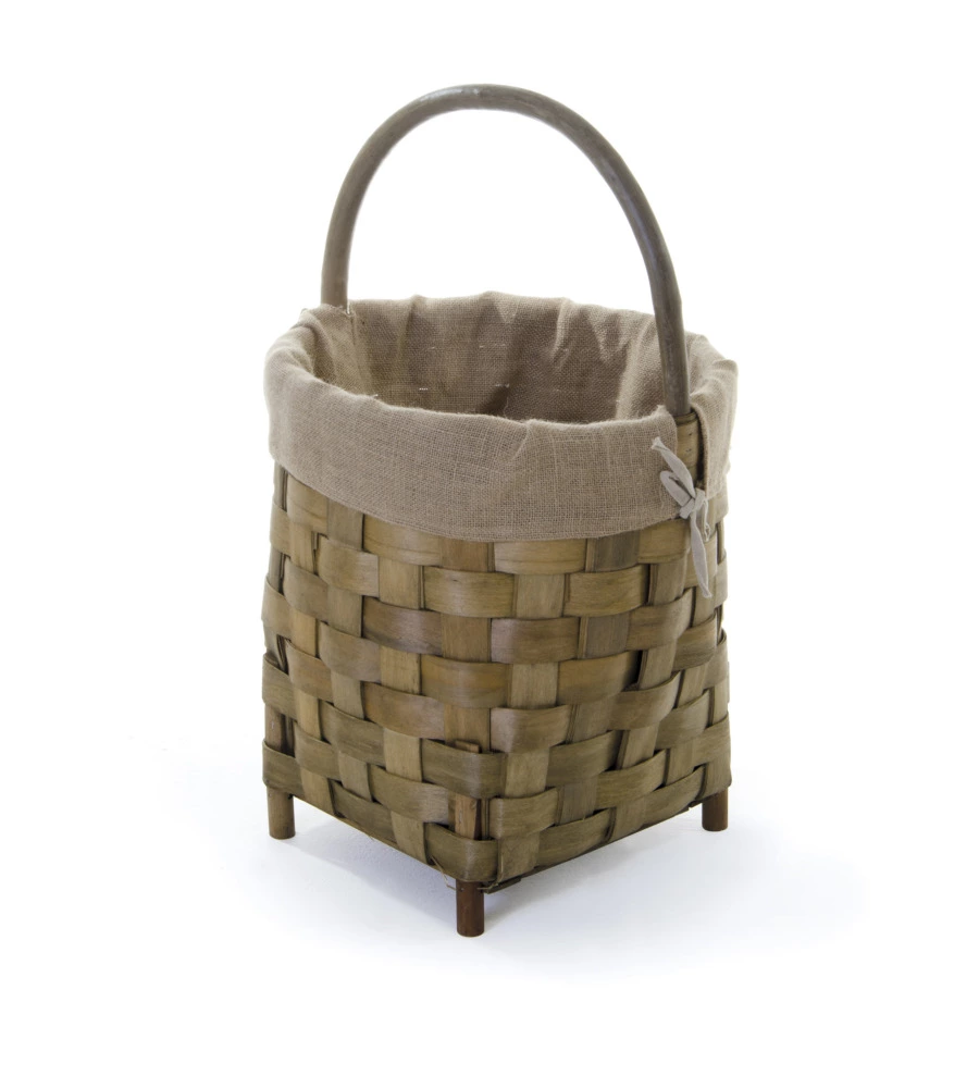 CESTA PORTALEGNA CON MANICI E PIEDINI DIAMETRO 45 CM, ALTEZZA 45-55 CM